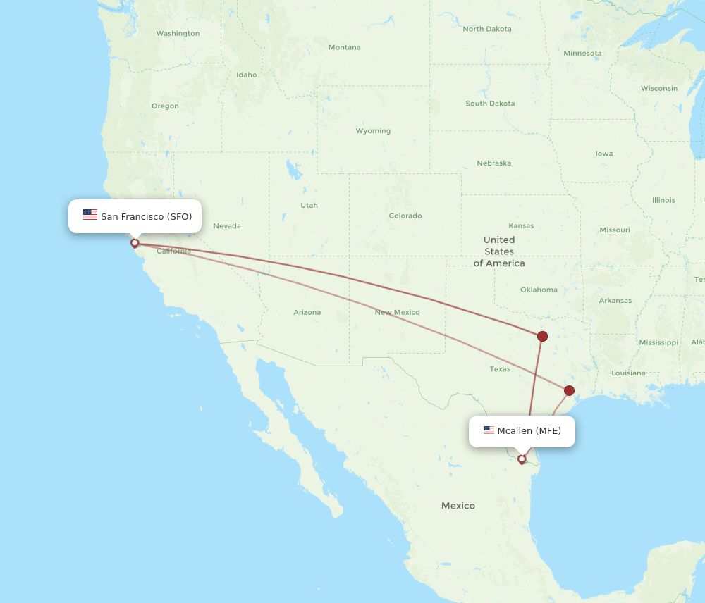 Flights from McAllen to San Francisco, MFE to SFO Flight Routes