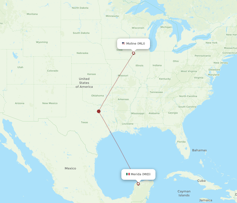 Flights from Moline to Merida, MLI to MID Flight Routes