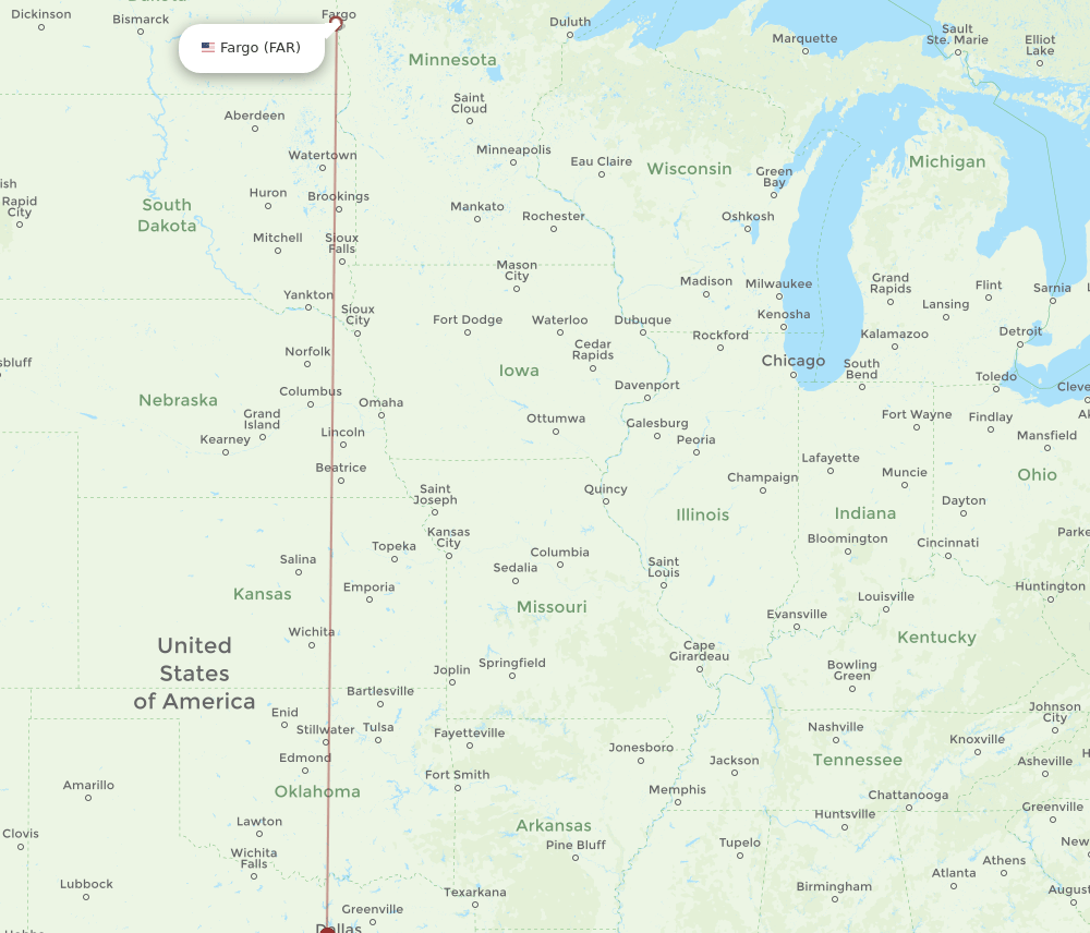 Flights from Mobile to Fargo, MOB to FAR Flight Routes