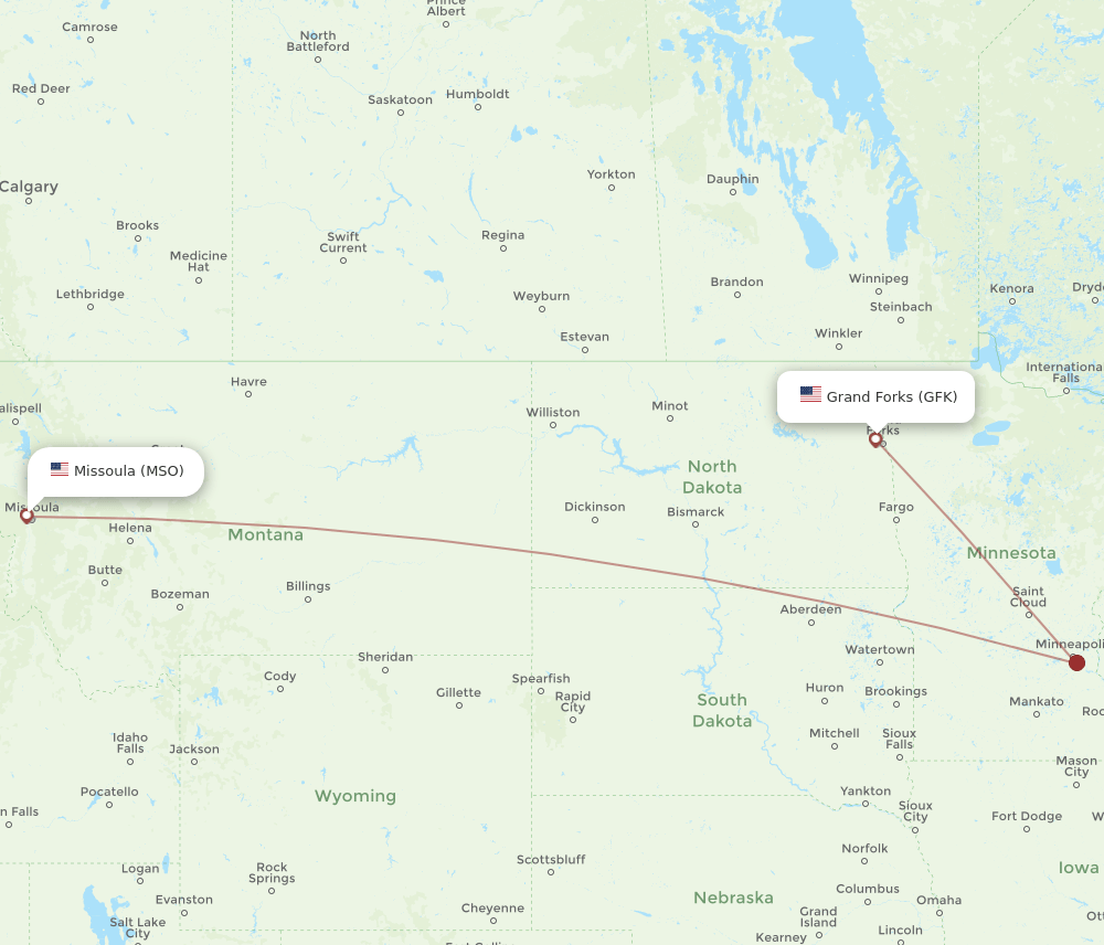 Flights from Grand Forks to Missoula, GFK to MSO Flight Routes