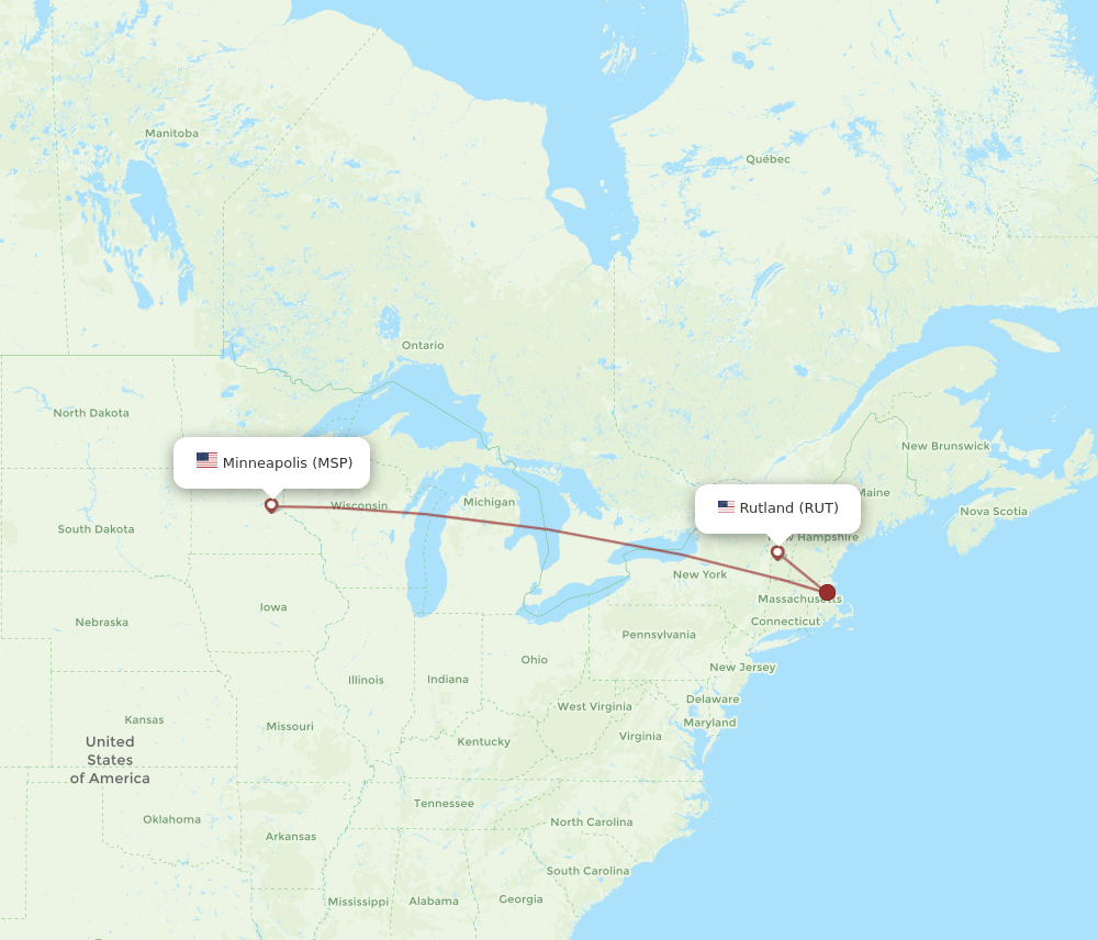 Flights from Minneapolis to Rutland, MSP to RUT Flight Routes