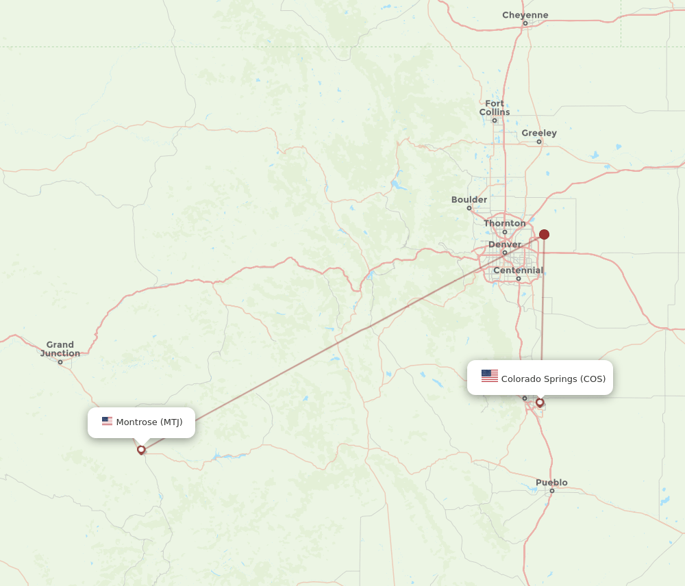 Flights from Montrose to Colorado Springs, MTJ to COS Flight Routes