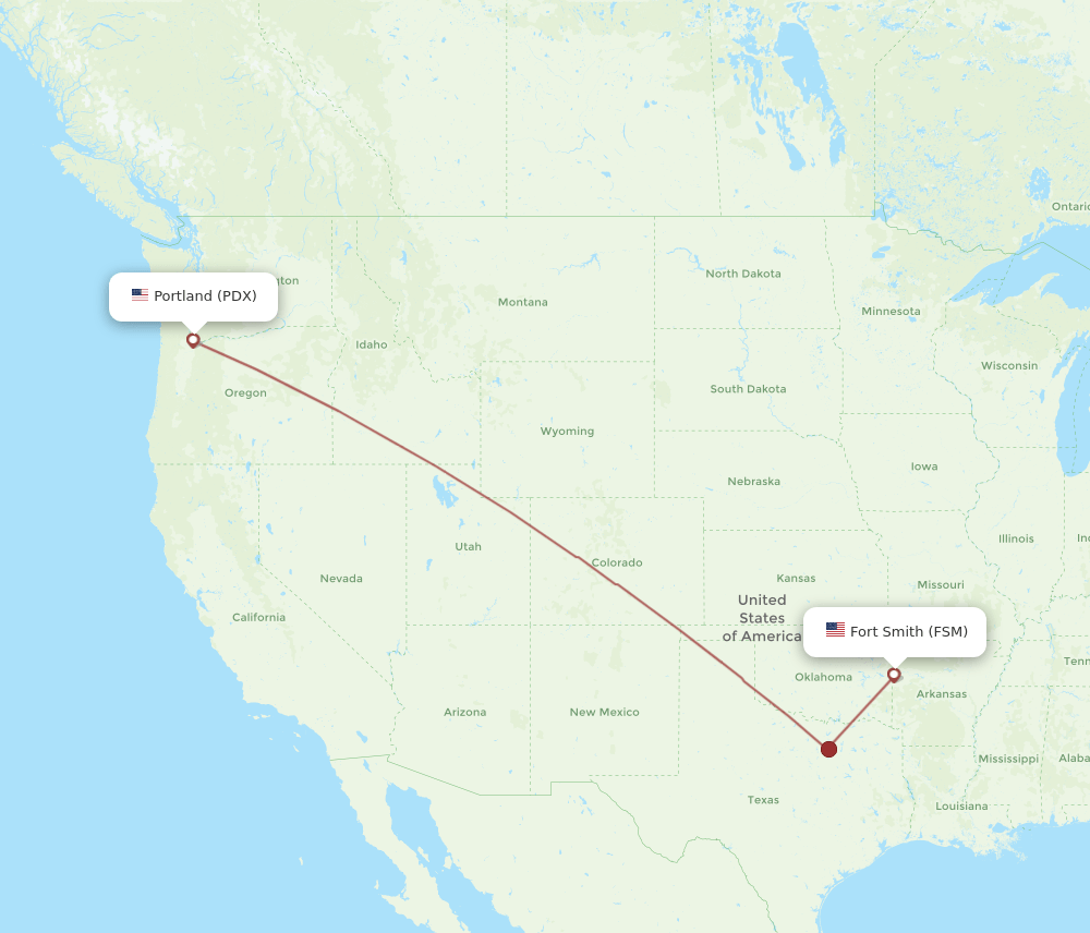 All flight routes from Portland to Fort Smith, PDX to FSM Flight Routes
