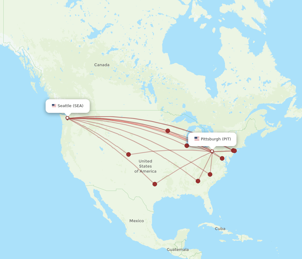 Flights from Pittsburgh to Seattle, PIT to SEA Flight Routes