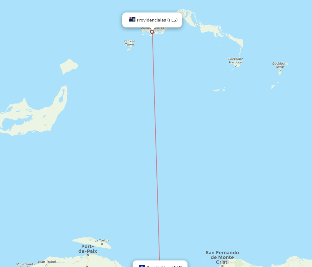 Flights from Providenciales to Cap Haitien, PLS to CAP Flight Routes