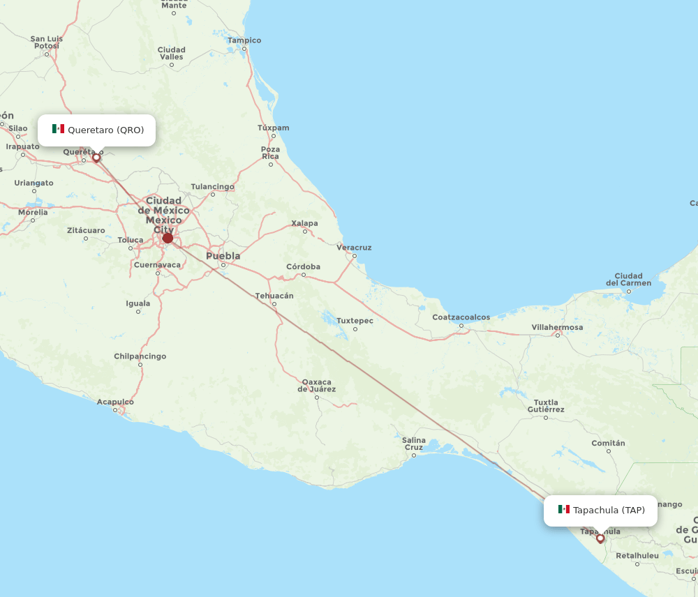 Flights from Queretaro to Tapachula, QRO to TAP Flight Routes