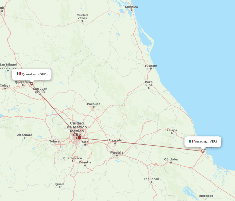 Flights from Queretaro to Veracruz, QRO to VER Flight Routes