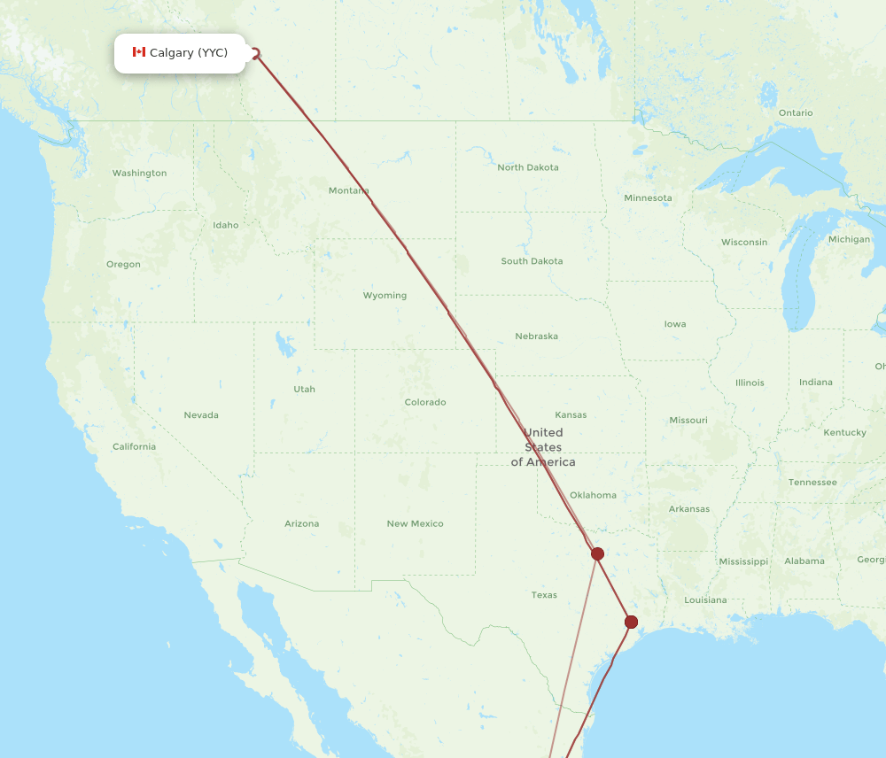 All flight routes from Calgary to Queretaro, YYC to QRO Flight Routes