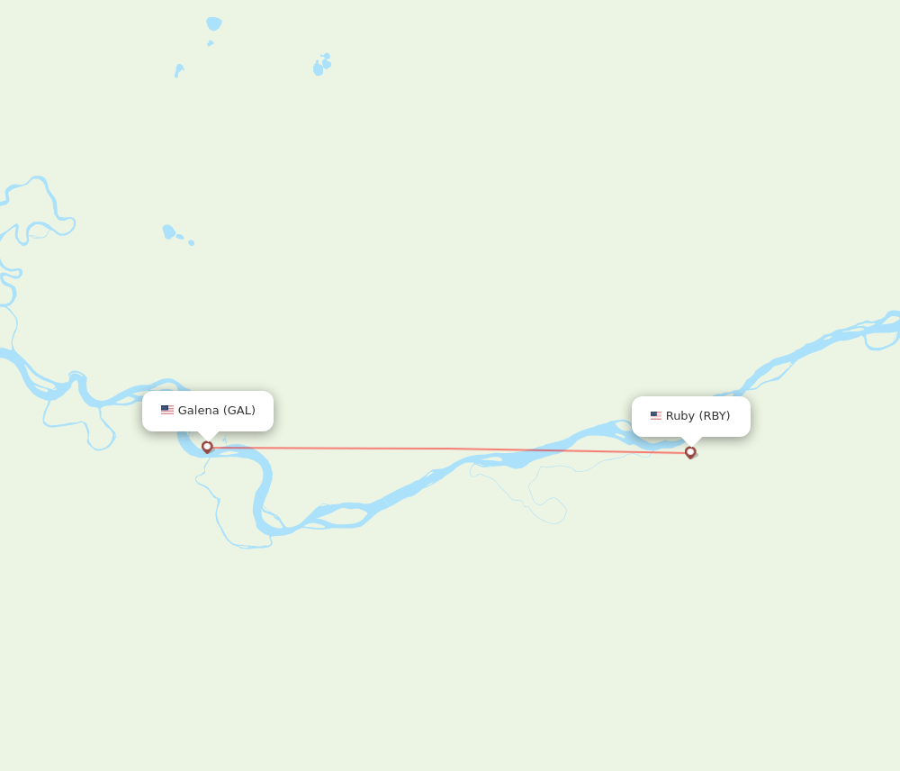 Flights from Ruby to Galena, RBY to GAL Flight Routes