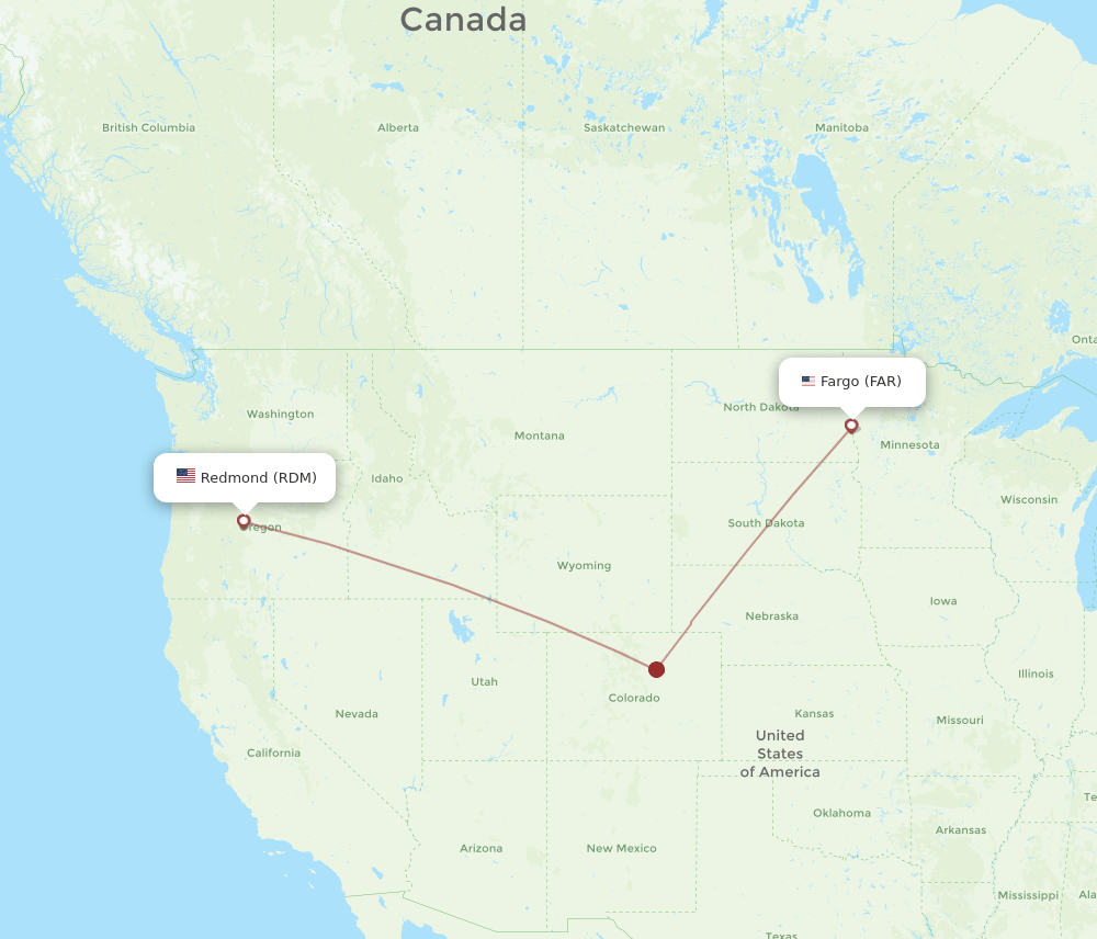 Flights from Redmond to Fargo, RDM to FAR Flight Routes
