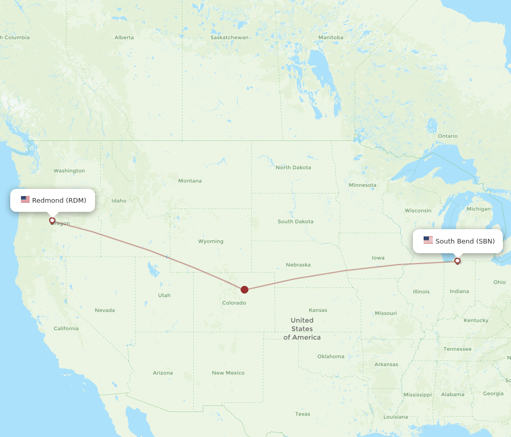 Flights from Redmond to South Bend, RDM to SBN Flight Routes