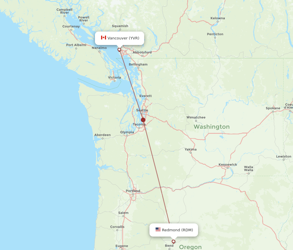 Flights from Redmond to Vancouver, RDM to YVR Flight Routes