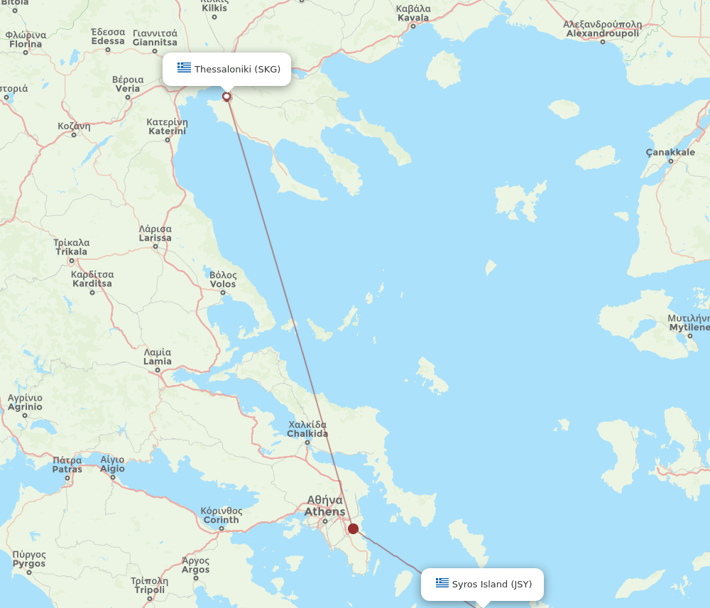 Flights from Thessaloniki to Syros Island, SKG to JSY Flight Routes