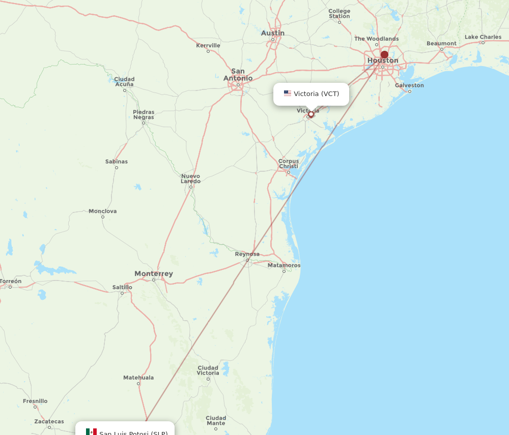 Flights from San Luis Potosi to Victoria, SLP to VCT Flight Routes