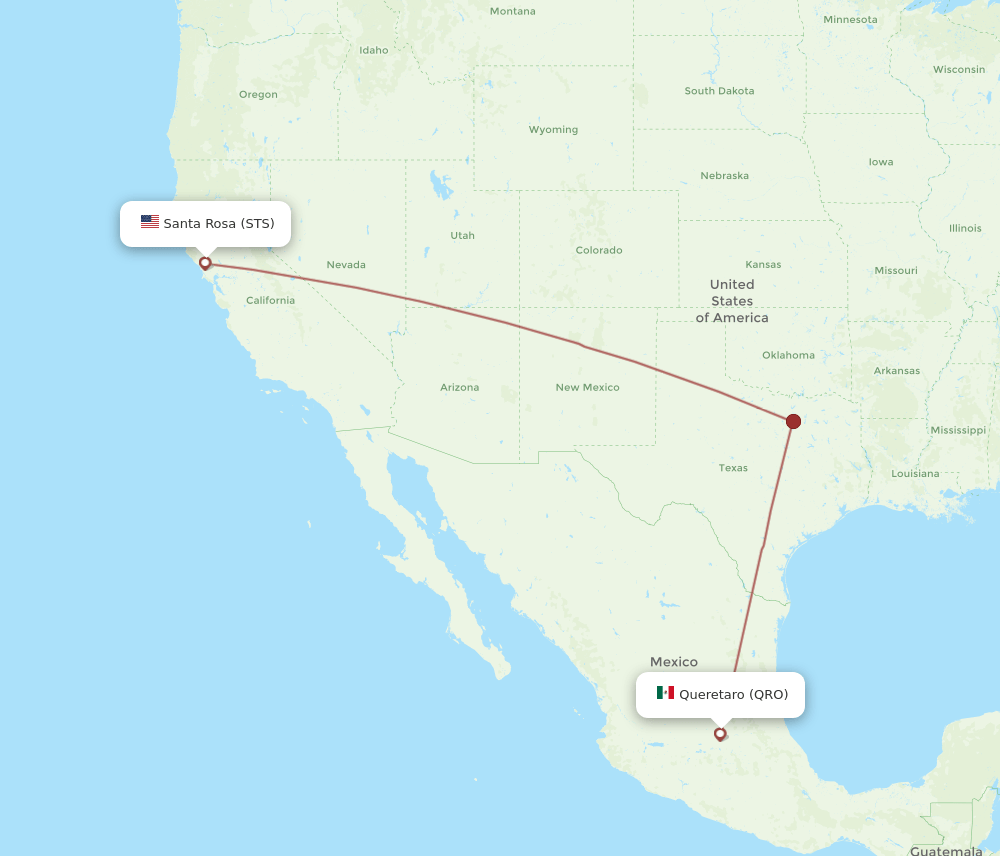 All flight routes from Santa Rosa to Queretaro, STS to QRO Flight Routes