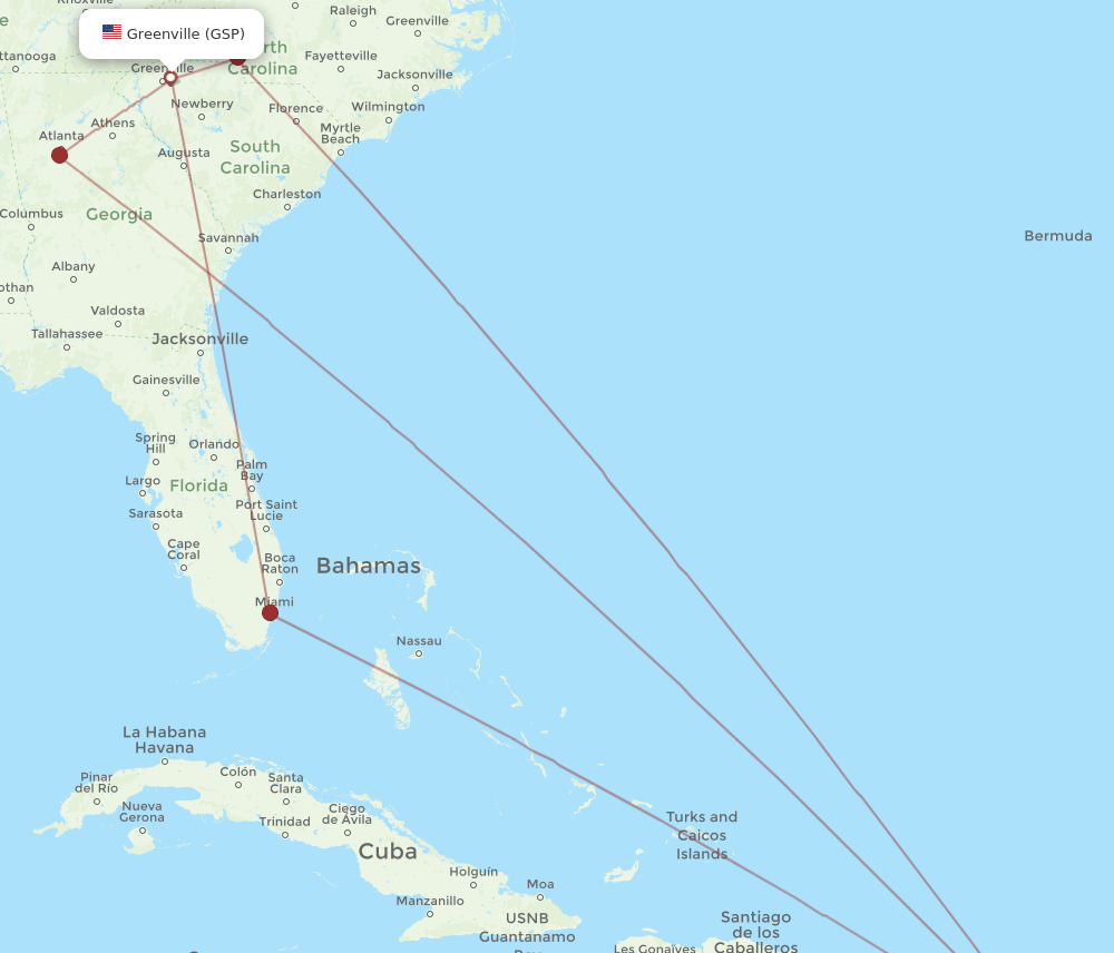 All flight routes from Saint Croix to Greenville, STX to GSP Flight