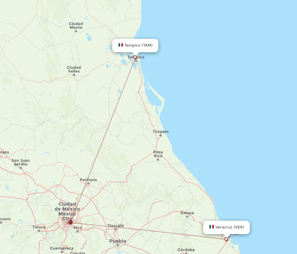 Flights from Tampico to Veracruz, TAM to VER Flight Routes