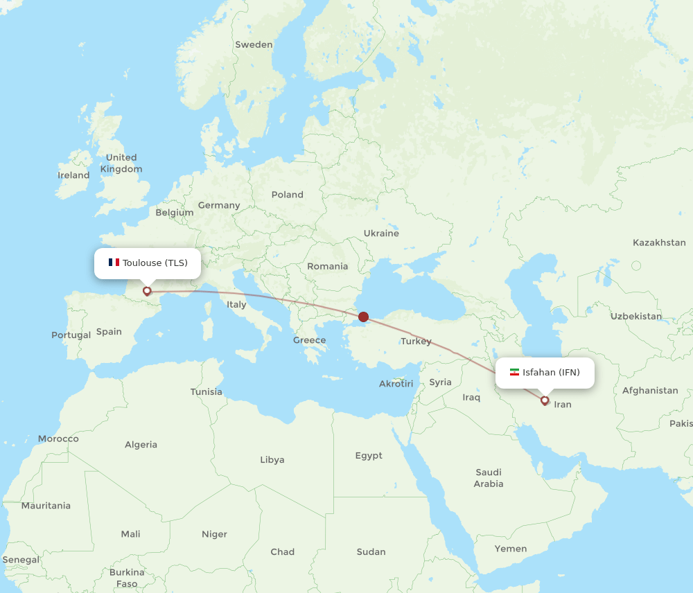 Flights from Toulouse to Isfahan, TLS to IFN Flight Routes