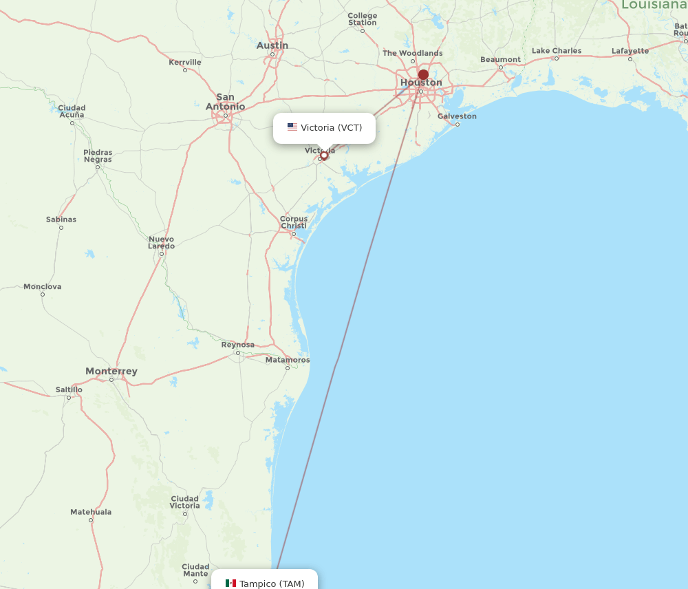 Flights from Victoria to Tampico, VCT to TAM Flight Routes