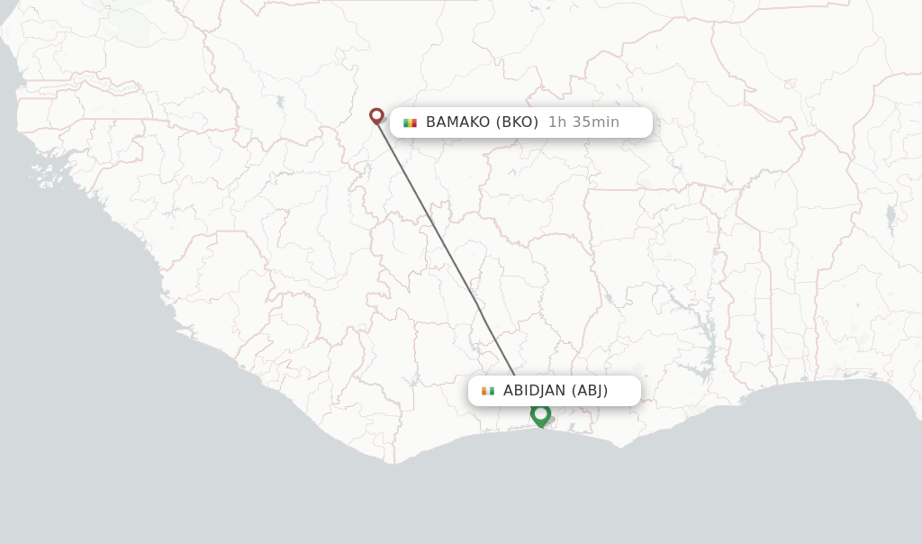 Direct (nonstop) flights from Abidjan to Bamako schedules