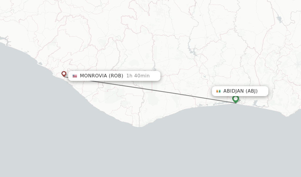 Direct (nonstop) flights from Abidjan to Monrovia schedules