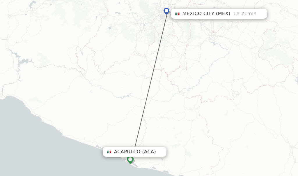 Direct (nonstop) flights from Acapulco to Mexico City schedules