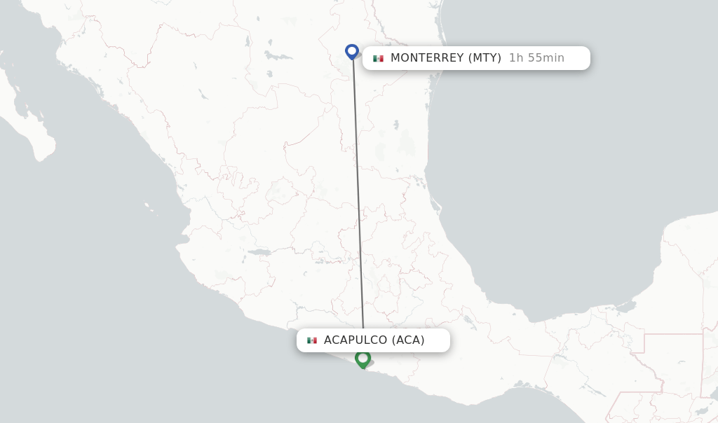 Direct (nonstop) flights from Acapulco to Monterrey schedules