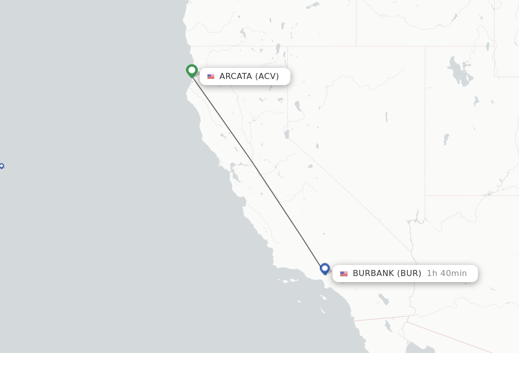 Direct (nonstop) flights from Arcata to Burbank schedules