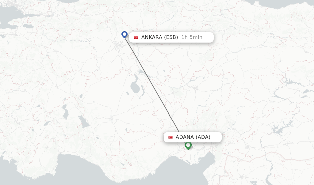 Direct (nonstop) flights from Adana to Ankara schedules
