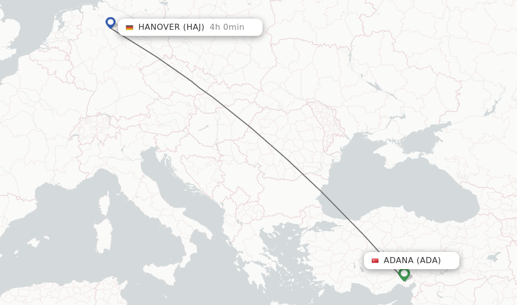 Direct (nonstop) flights from Adana to Hanover schedules