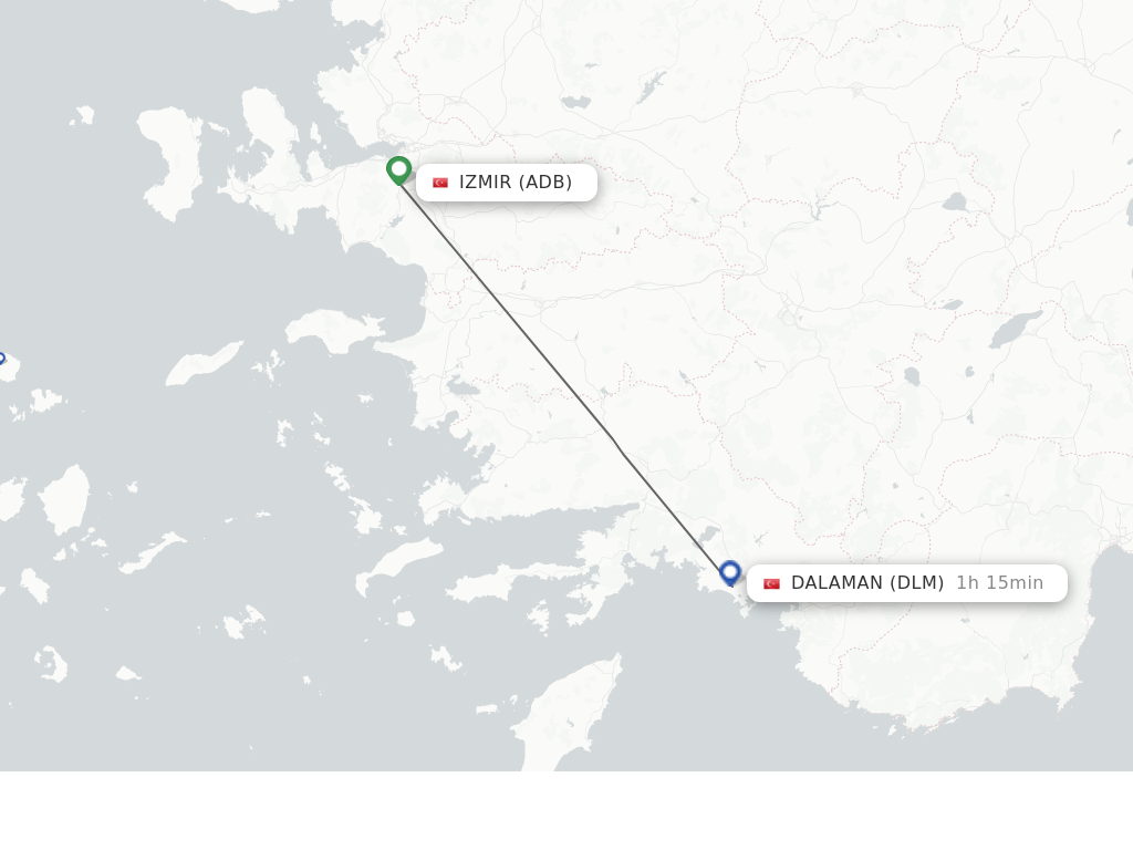 Direct (nonstop) flights from Izmir to Dalaman schedules