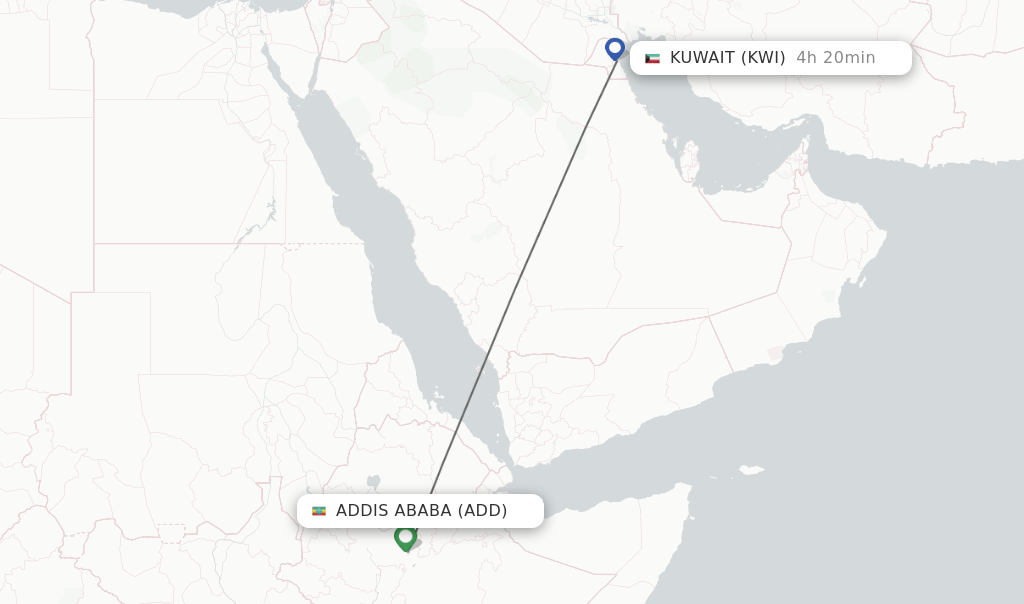 Direct (nonstop) flights from Addis Ababa to Kuwait schedules