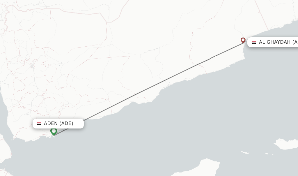 Direct (nonstop) flights from Aden to Al Ghaydah schedules