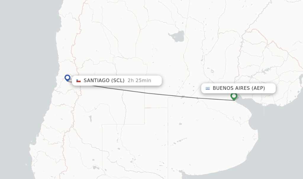 Direct (nonstop) flights from Buenos Aires to Santiago schedules