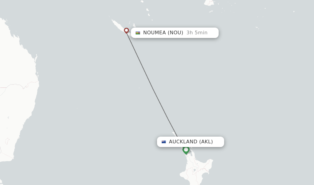 Direct (nonstop) flights from Auckland to Noumea schedules