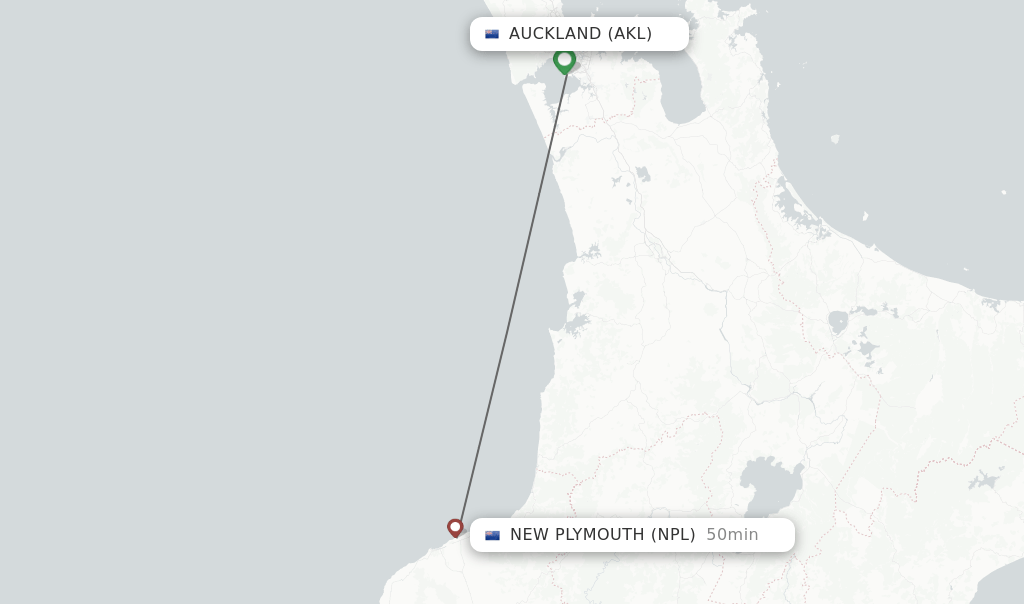 Direct (nonstop) flights from Auckland to New Plymouth schedules