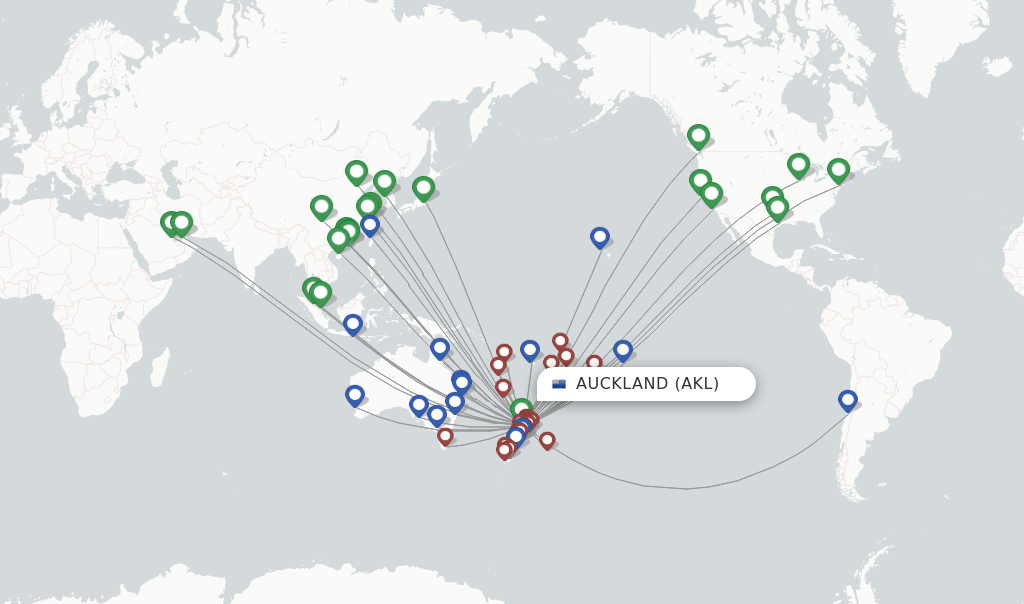 All flight routes from Auckland to Houston, AKL to HOU Flight Routes