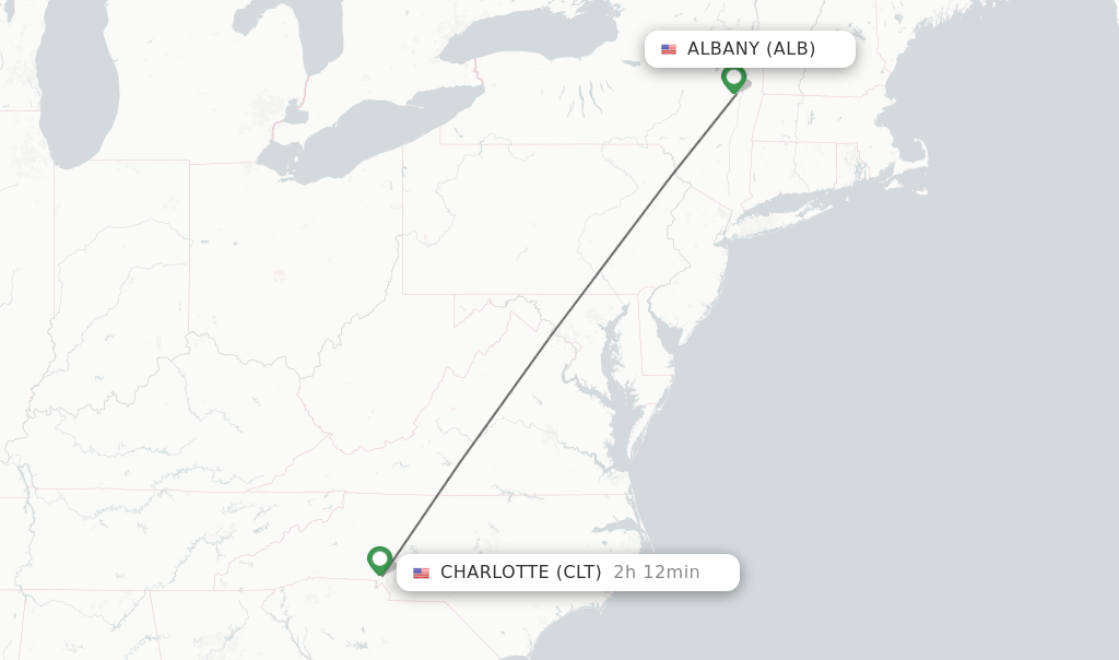 Direct (nonstop) flights from Albany to Charlotte schedules