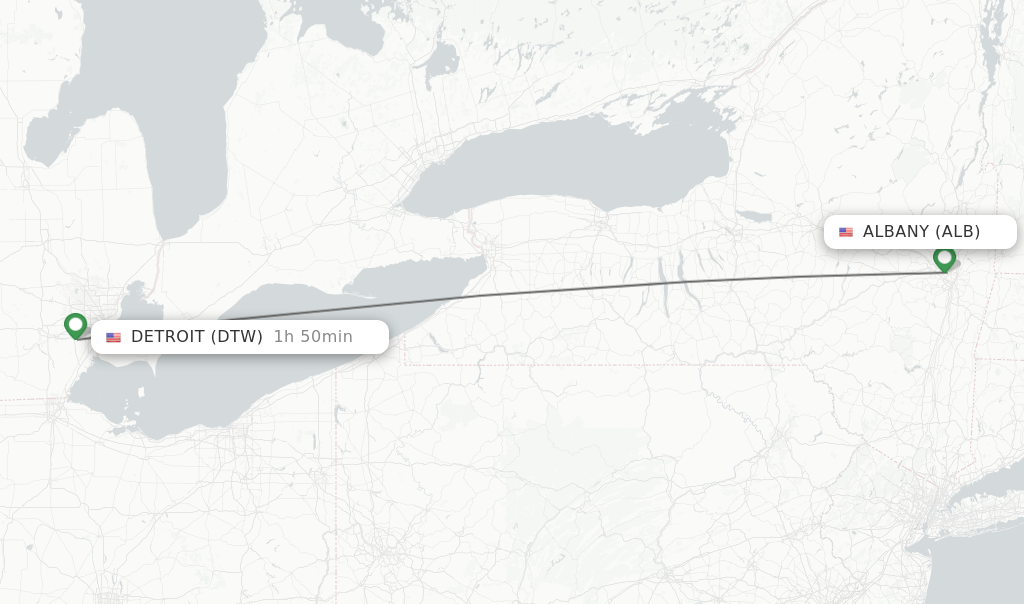 Direct (nonstop) flights from Albany to Detroit schedules