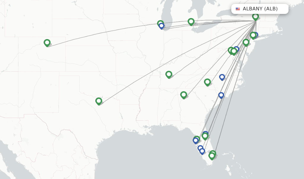 Direct (nonstop) flights from Albany (ALB)