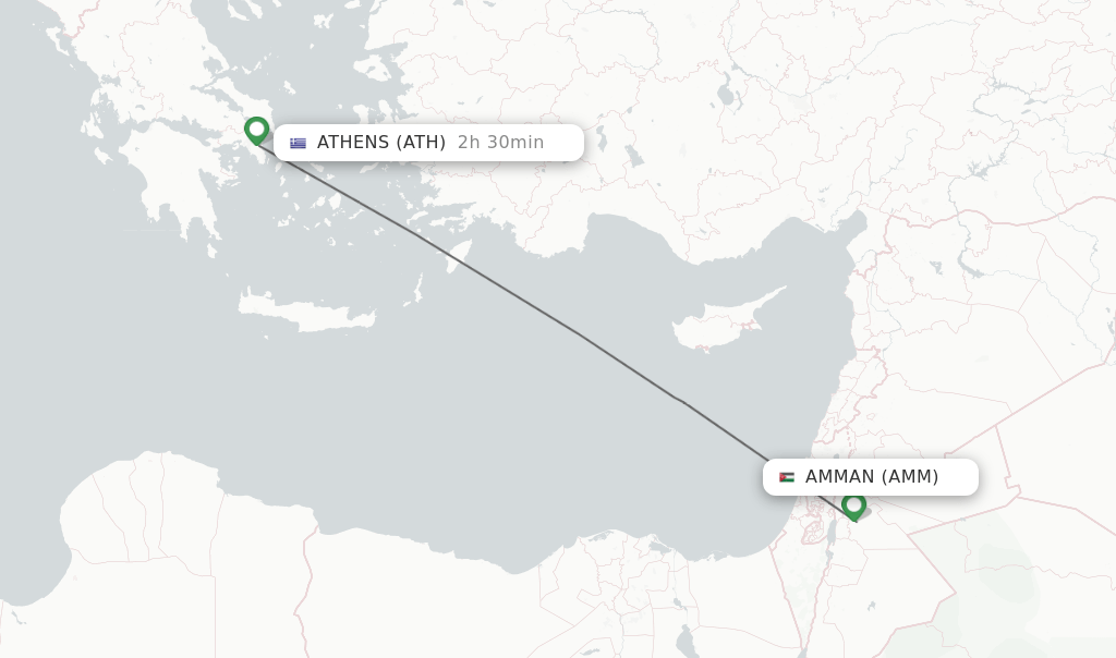Direct (nonstop) flights from Amman to Athens schedules