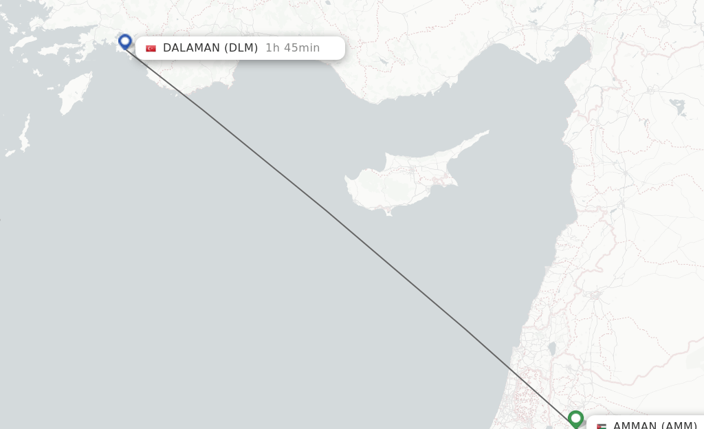 Direct (nonstop) flights from Amman to Dalaman schedules