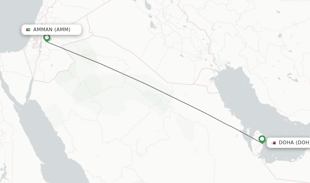 Direct (nonstop) flights from Amman to Doha schedules