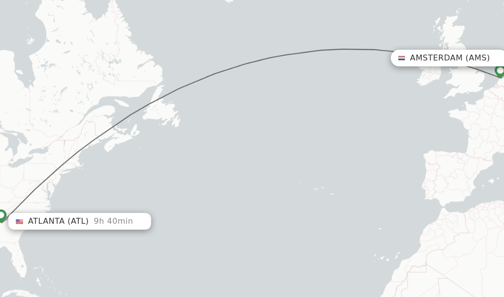 Direct (nonstop) flights from Amsterdam to Atlanta schedules