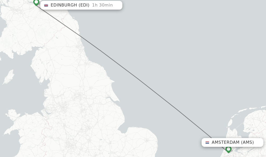 Direct (nonstop) flights from Amsterdam to Edinburgh schedules