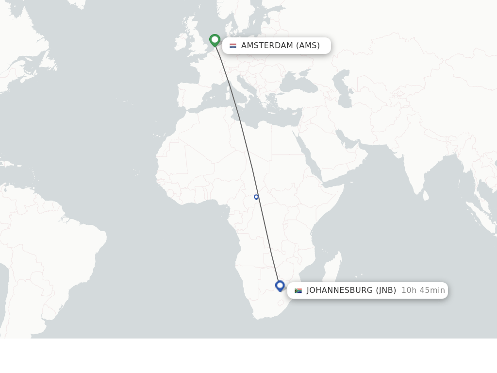 Direct (nonstop) flights from Amsterdam to Johannesburg schedules