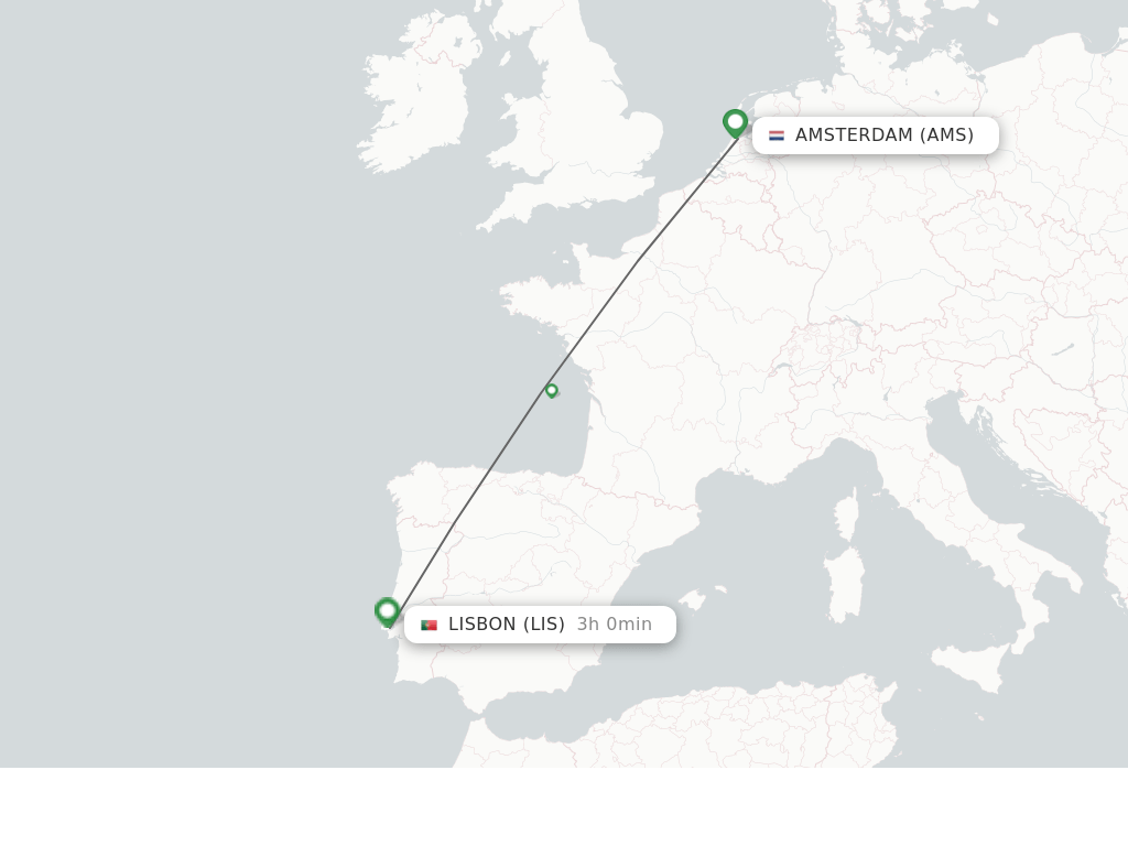 Direct (nonstop) flights from Amsterdam to Lisbon schedules