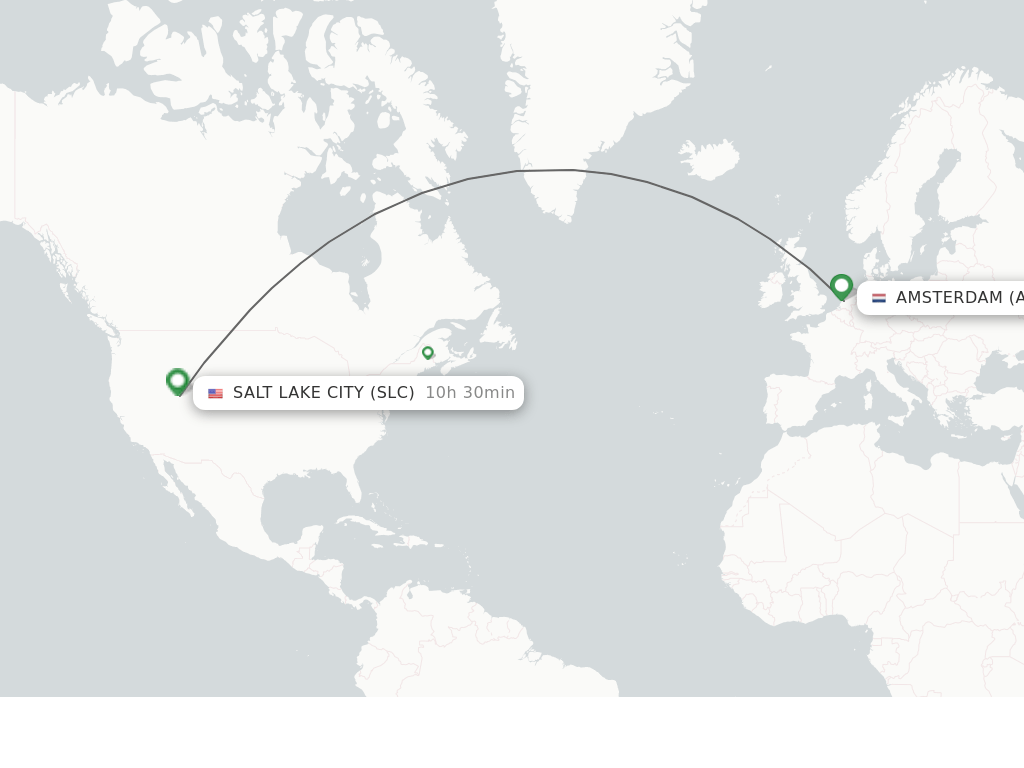 Direct (nonstop) flights from Amsterdam to Salt Lake City schedules