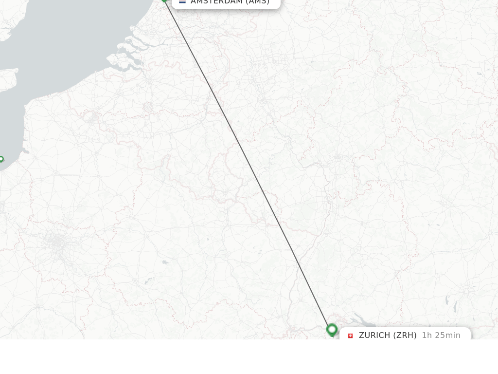 Direct (nonstop) flights from Amsterdam to Zurich schedules