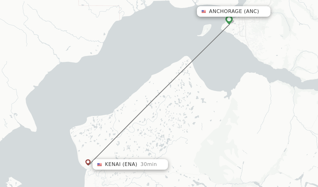 Direct (nonstop) flights from Anchorage to Kenai schedules
